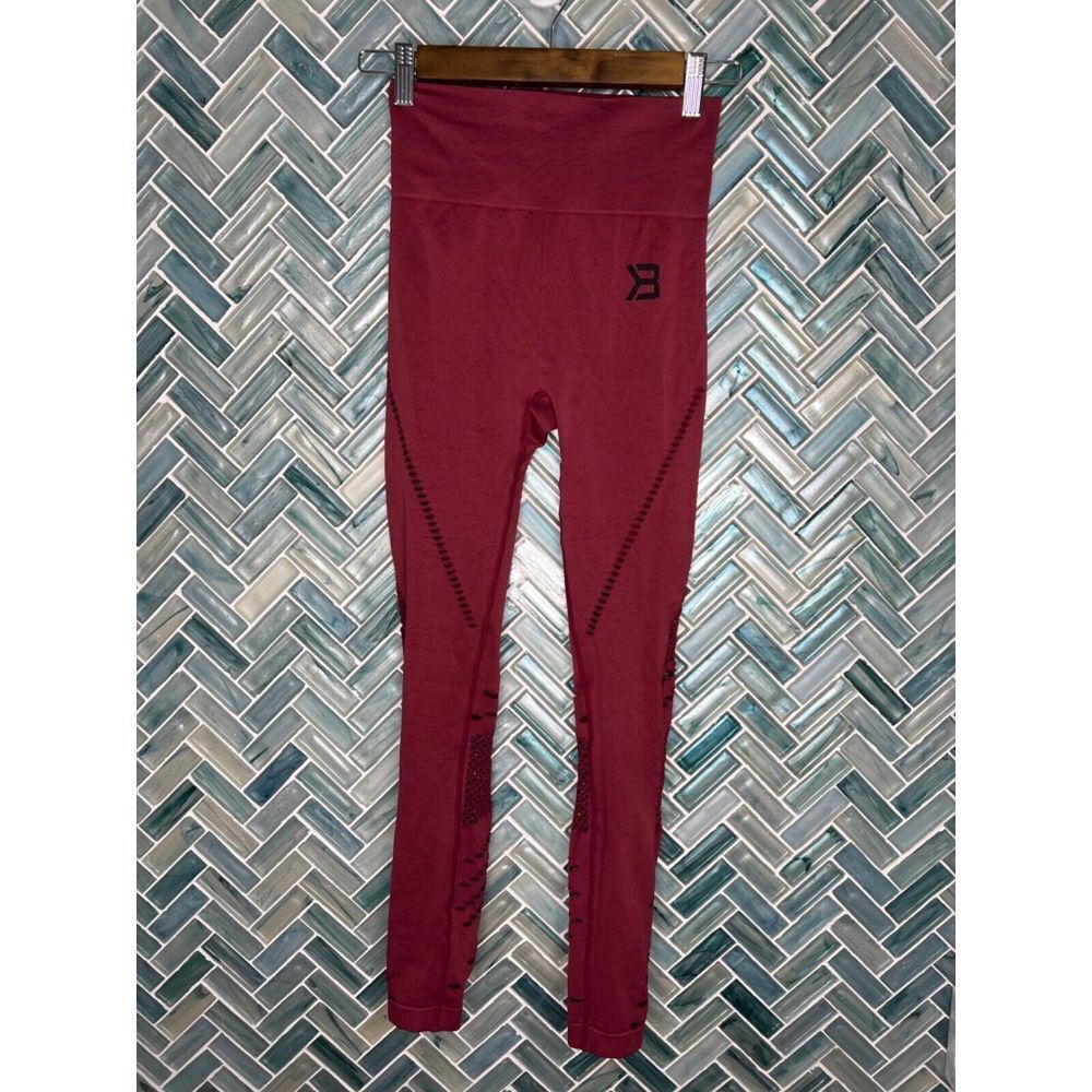 WOMENS BETTER BODIES DK RED WINE‎ WAVERLY FULL LENGTH LEGGINGS LASER CUT SMALL